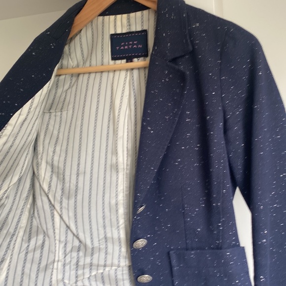 Pink Tartan Navy Blue Blazer with silver accents - Picture 3 of 11